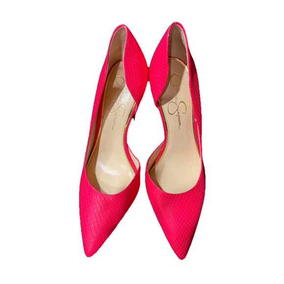 Jessica Simpson Claudette Laser Pink Snakeskin D'Orsay Pumps 8.5M - Picture 2 of 9